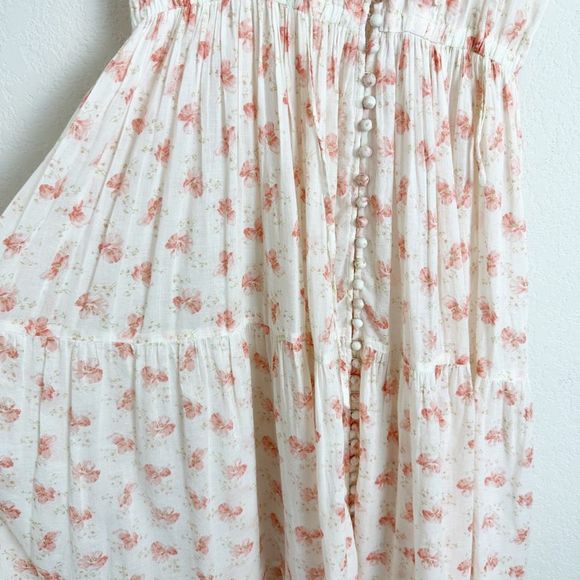 DOEN Carnation Dress Size Small White Poppy Pink Floral Maci Flutter Cotton - Picture 15 of 16
